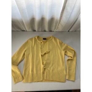 Polo Ralph Lauren Yellow Wool Cashmere Tie Front Cardigan Sweater Womens Medium